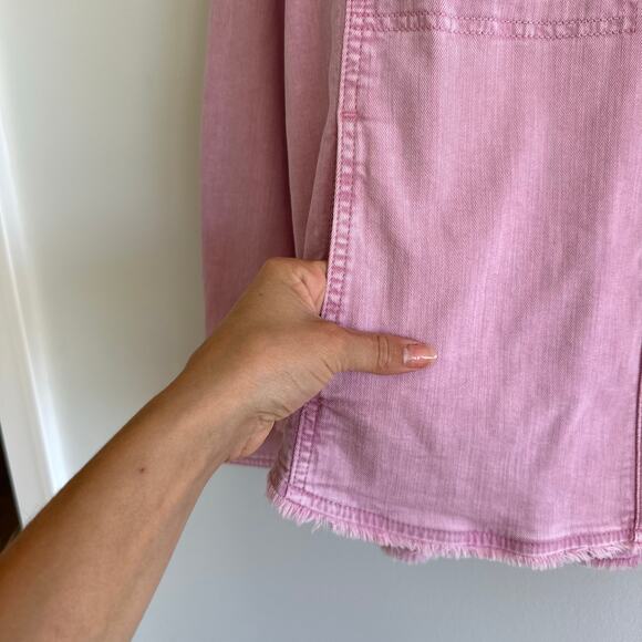 Marc Cain Twill Shirt Denim Shacket Bright Pink Lavender 8 NWT - Picture 12 of 12